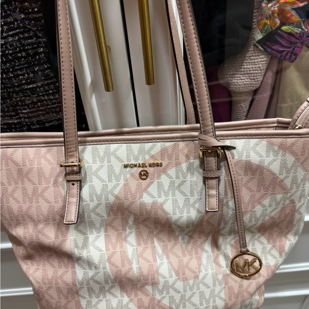Michael Kors Blush and Cream Logo Tote